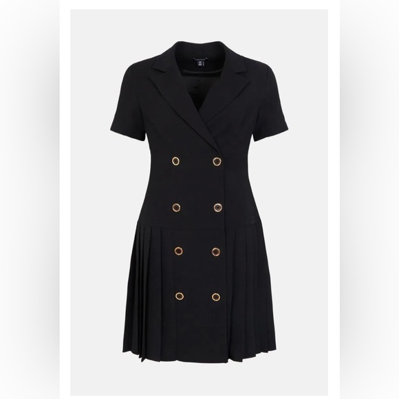 Karen Millen Military Tailored Tuxedo Pleated Mini Dress - Picture 2 of 4